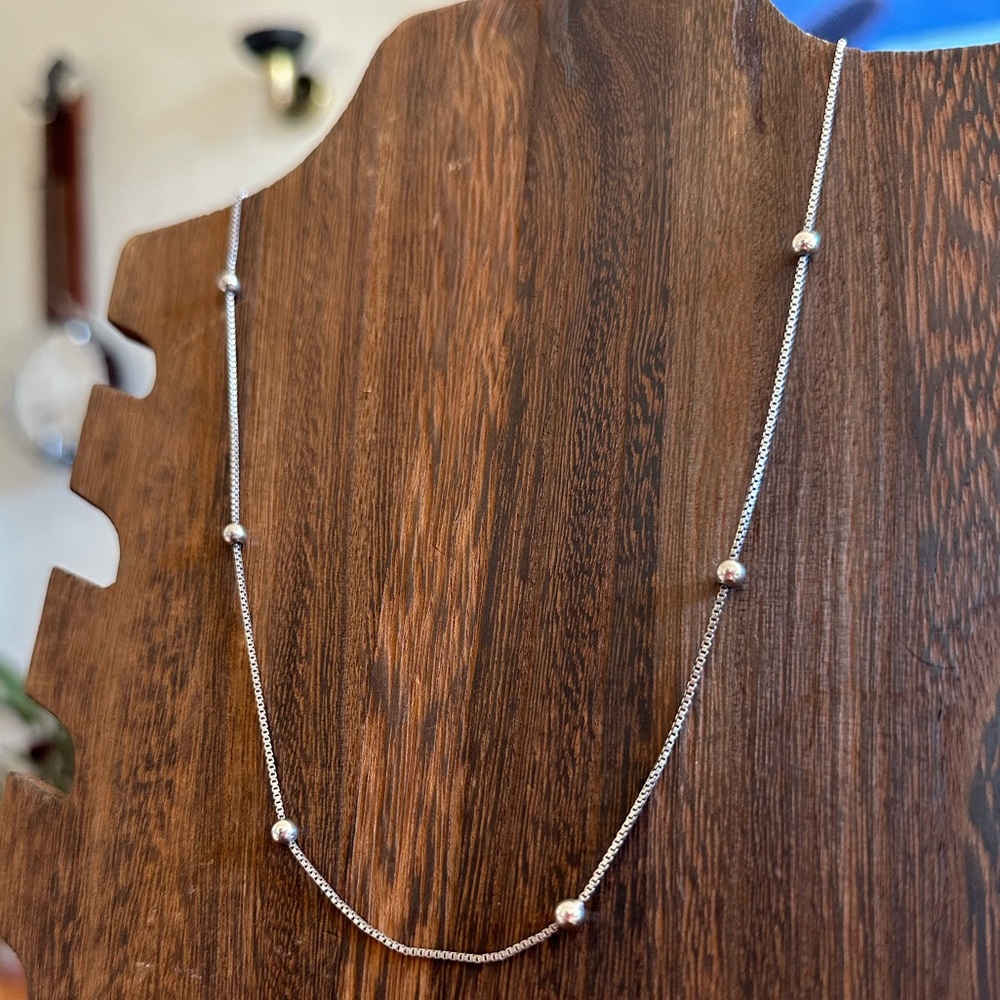 Vintage Sterling Silver Ball Bead Box Chain